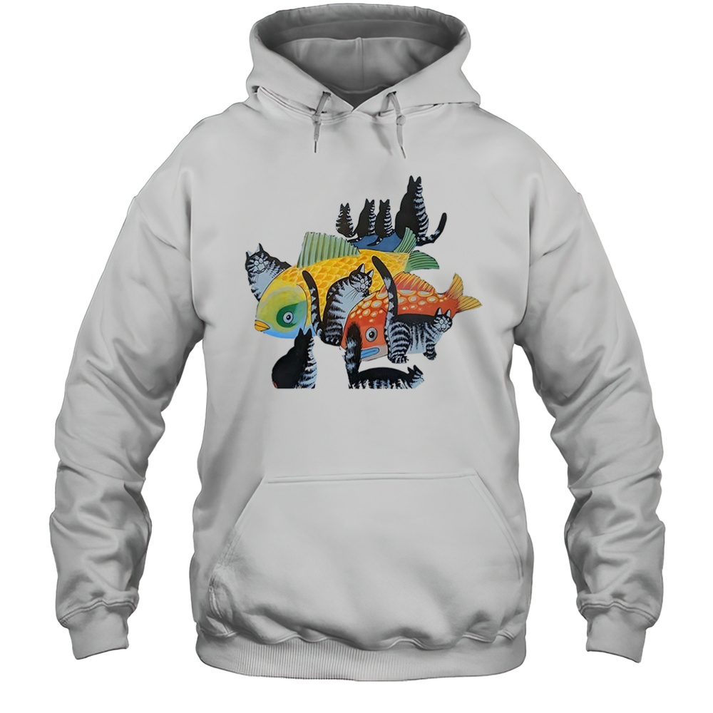 Fish And Cats Illusion Shirt Unisex Hoodie