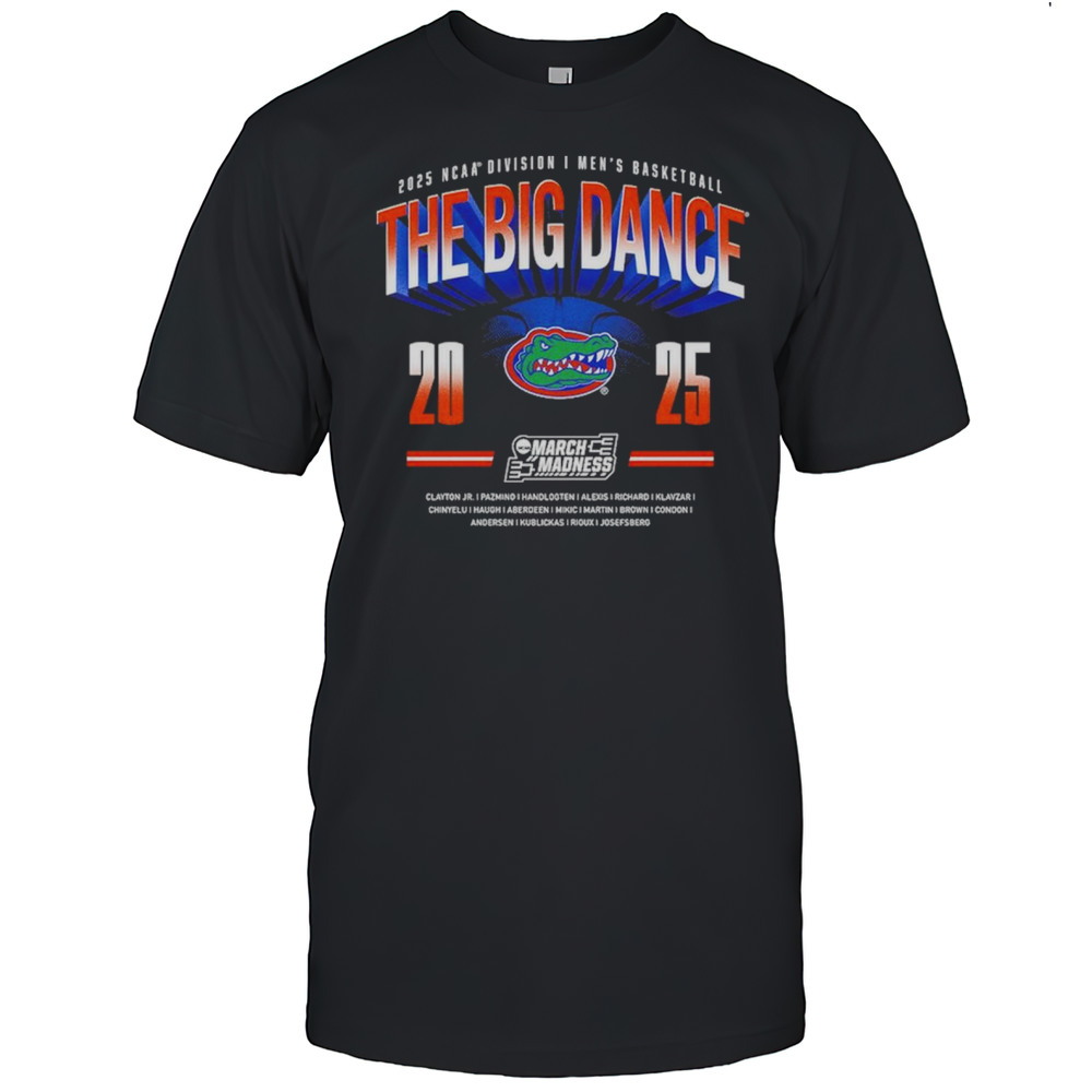 Florida Gators NCAA Division I Mens Basketball The Big Dance March Madness Clayton Jr. Pazmino 2025 Logos T-shirt