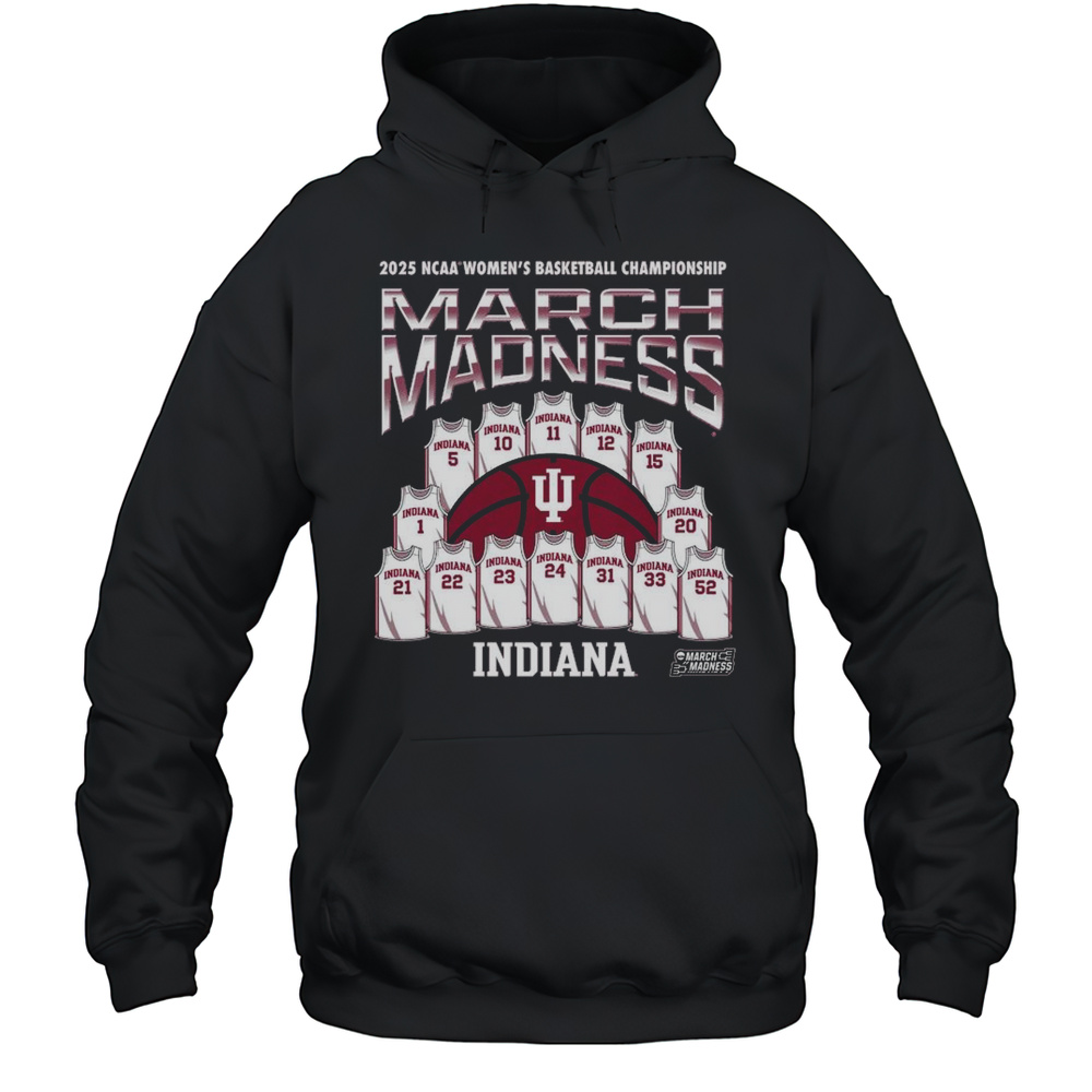Indiana Hoosiers NCAA Womens Basketball Championship Jersey Team March Madness 2025 Logos T-shirt Unisex Hoodie