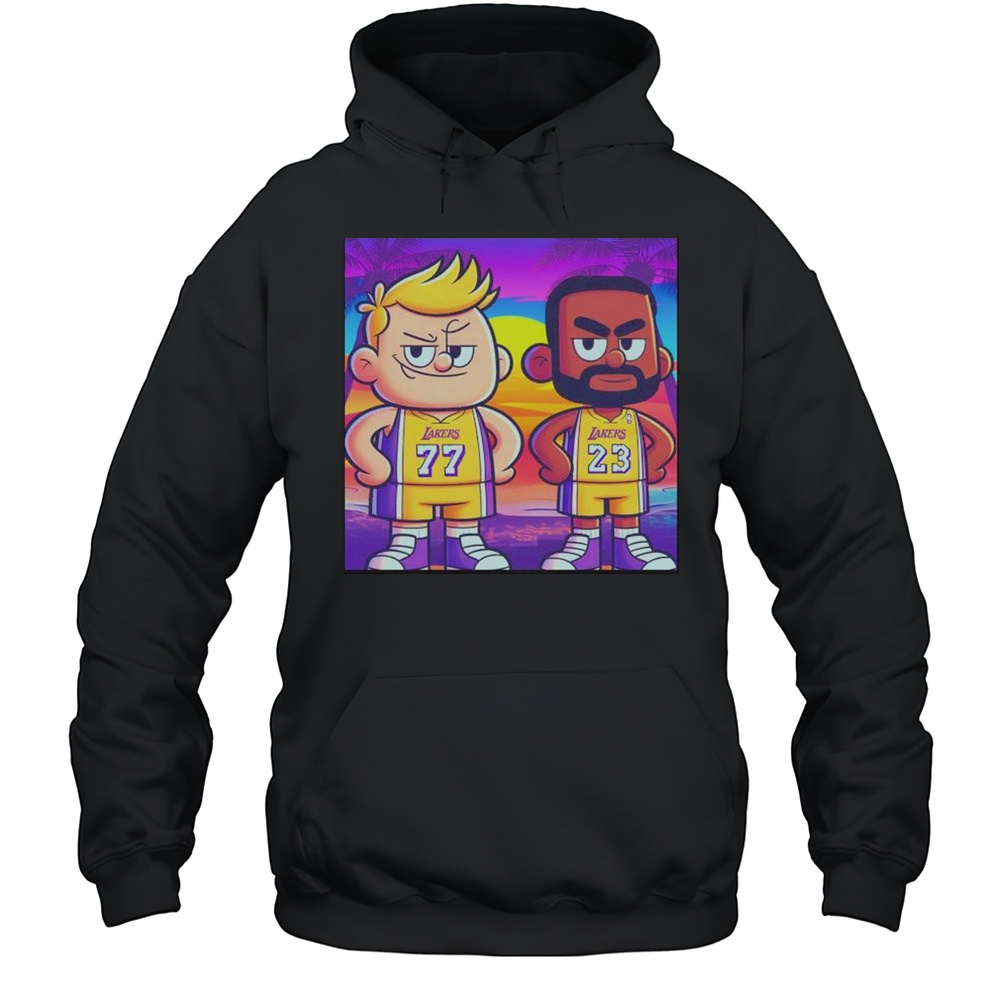 Los Angeles Lakers Luka Doncic And LeBron James Cartoon Shirt Unisex Hoodie