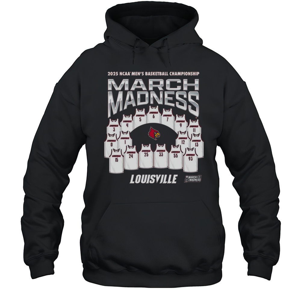 Louisville Cardinals NCAA Mens Basketball Championship Jersey Team March Madness 2025 Logos T-shirt Unisex Hoodie