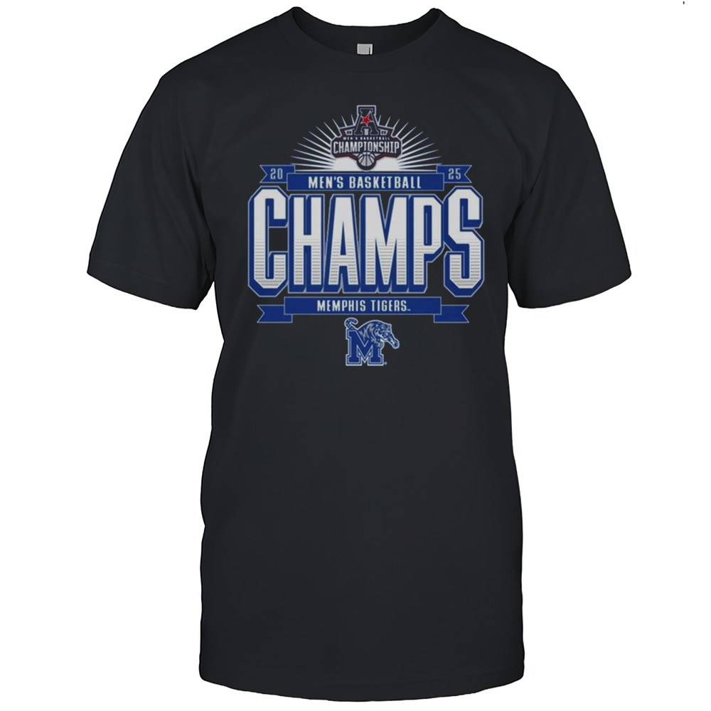 Memphis Tigers NCAA AAC Mens Basketball Conference Tournament Champions 2025 Logos T-shirt