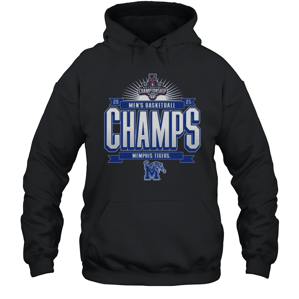 Memphis Tigers NCAA AAC Mens Basketball Conference Tournament Champions 2025 Logos T-shirt Unisex Hoodie