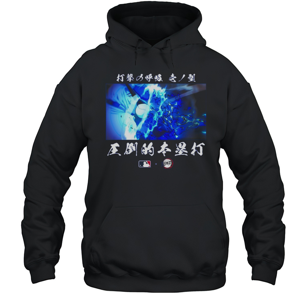MLB X Demon Slayer Collaboration LA Dodgers Shohei Ohtani Batting Breathing First Form Overwhelming Homerun T-shirt Unisex Hoodie
