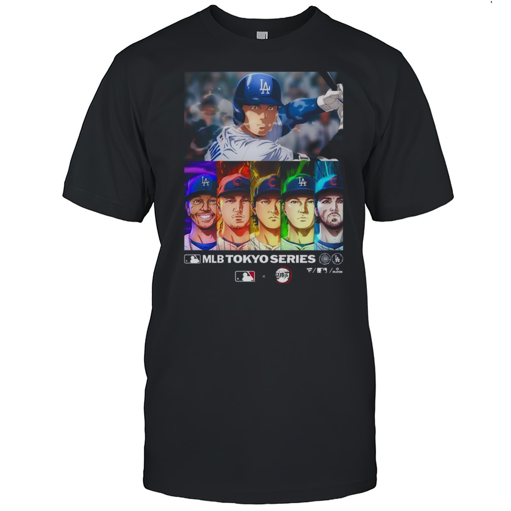 MLB X Demon Slayer Collaboration Los Angeles Dodgers Vs Chicago Cubs Players Tokyo Series Opening Game Anime T-shirt