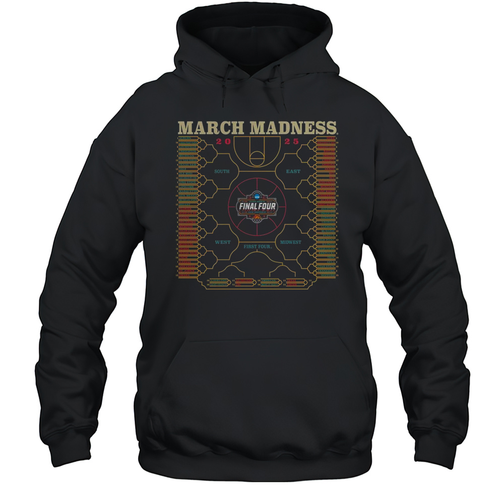 NCAA Mens Basketball Tournament March Madness Bank Shot South East Midwest West First Tour 2025 Logos T-shirt Unisex Hoodie