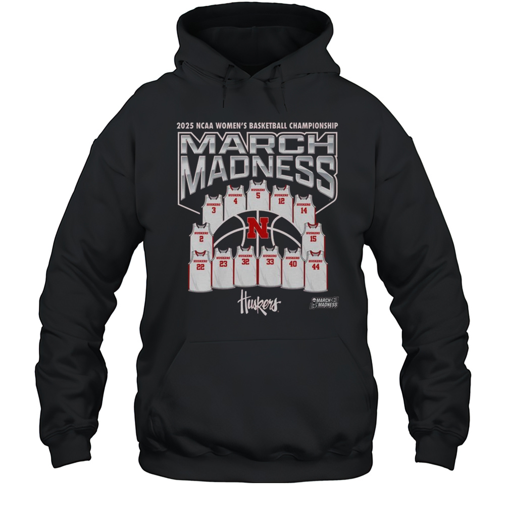 Nebraska Cornhuskers NCAA Womens Basketball Championship Jersey Team March Madness 2025 Logos T-shirt Unisex Hoodie