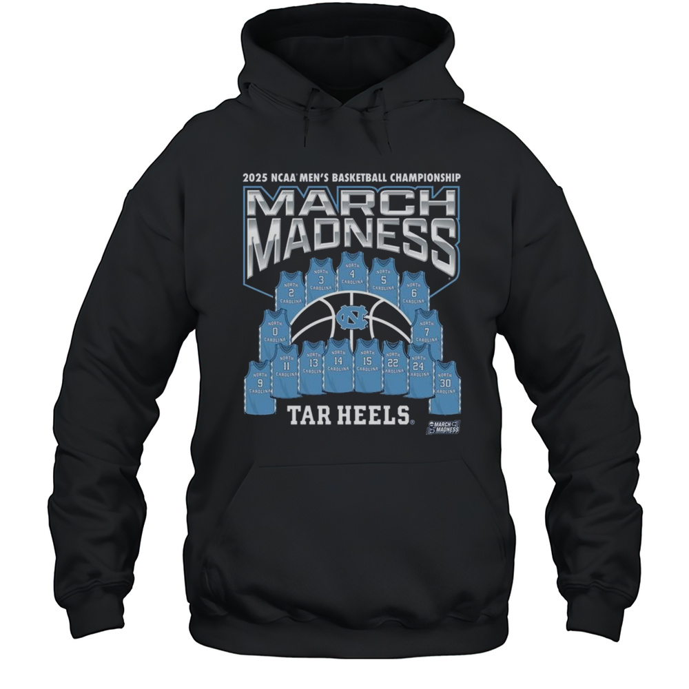 North Carolina Tar Heels NCAA Mens Basketball Championship Jersey Team March Madness 2025 Logos T-shirt Unisex Hoodie