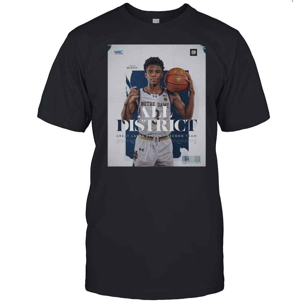 Notre Dame Fighting Irish Basketball Markus Burton Great Lakes Region All-District Second Team Poster T-shirt