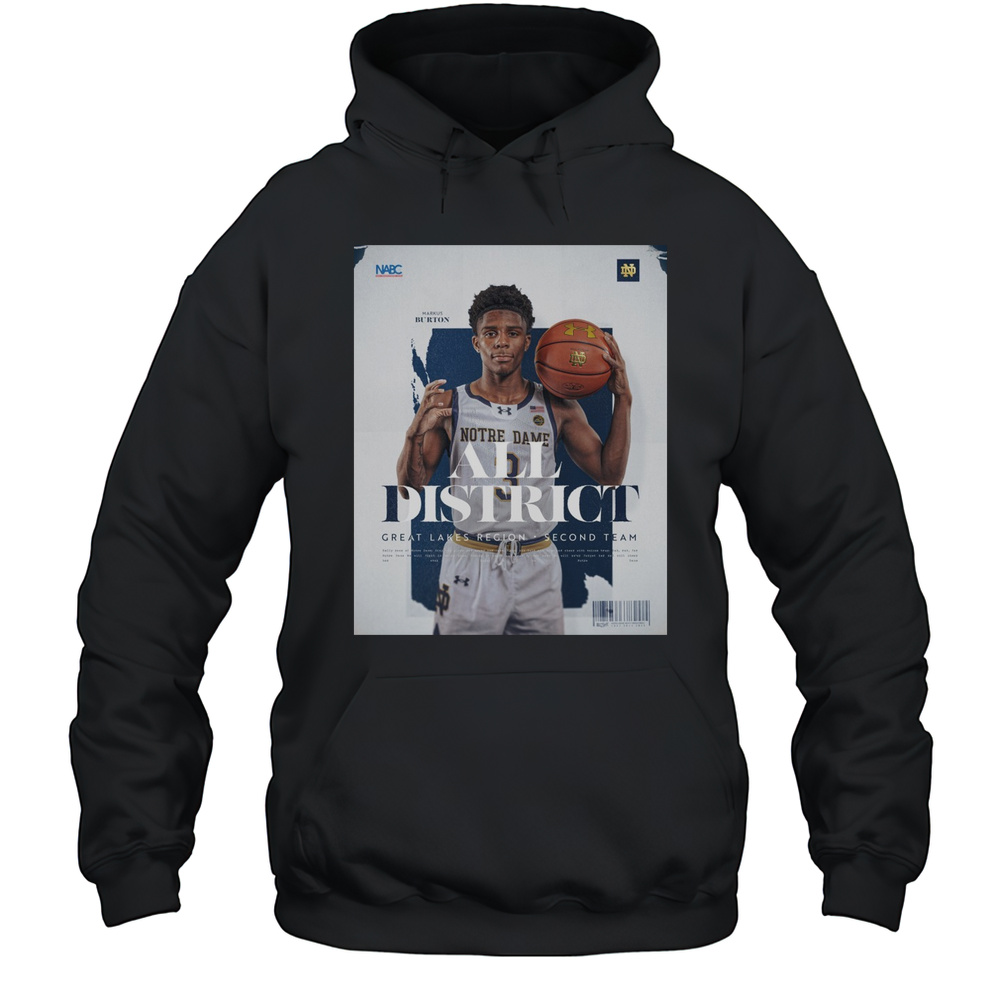 Notre Dame Fighting Irish Basketball Markus Burton Great Lakes Region All-District Second Team Poster T-shirt Unisex Hoodie