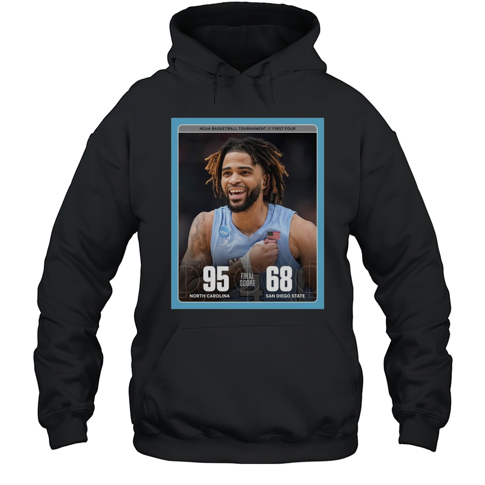 Poster North Carolina Tar Heels Vs San Diego State Aztecs Final Tour 95  68 NCAA Basketball Tournament T-shirt Unisex Hoodie