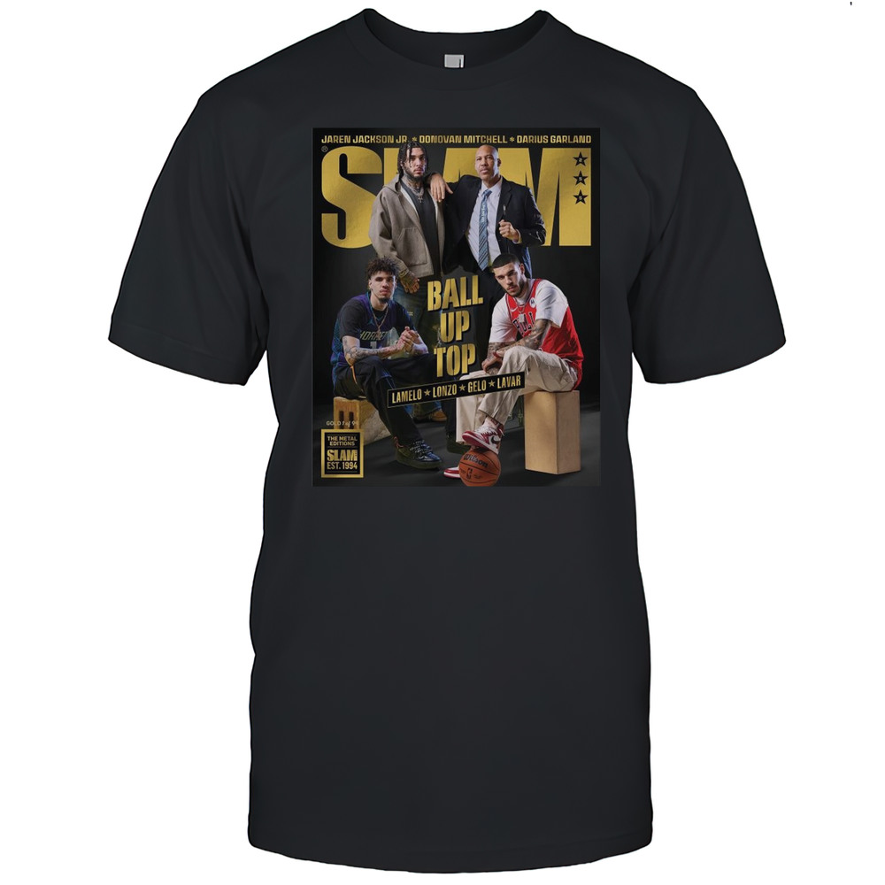 Poster SLAM Cover Gold Ball Up Top Lamelo Lonzo Gelo Lavar Jaren Jackson Jr. Donovan Mitchell Darius Garland T-shirt