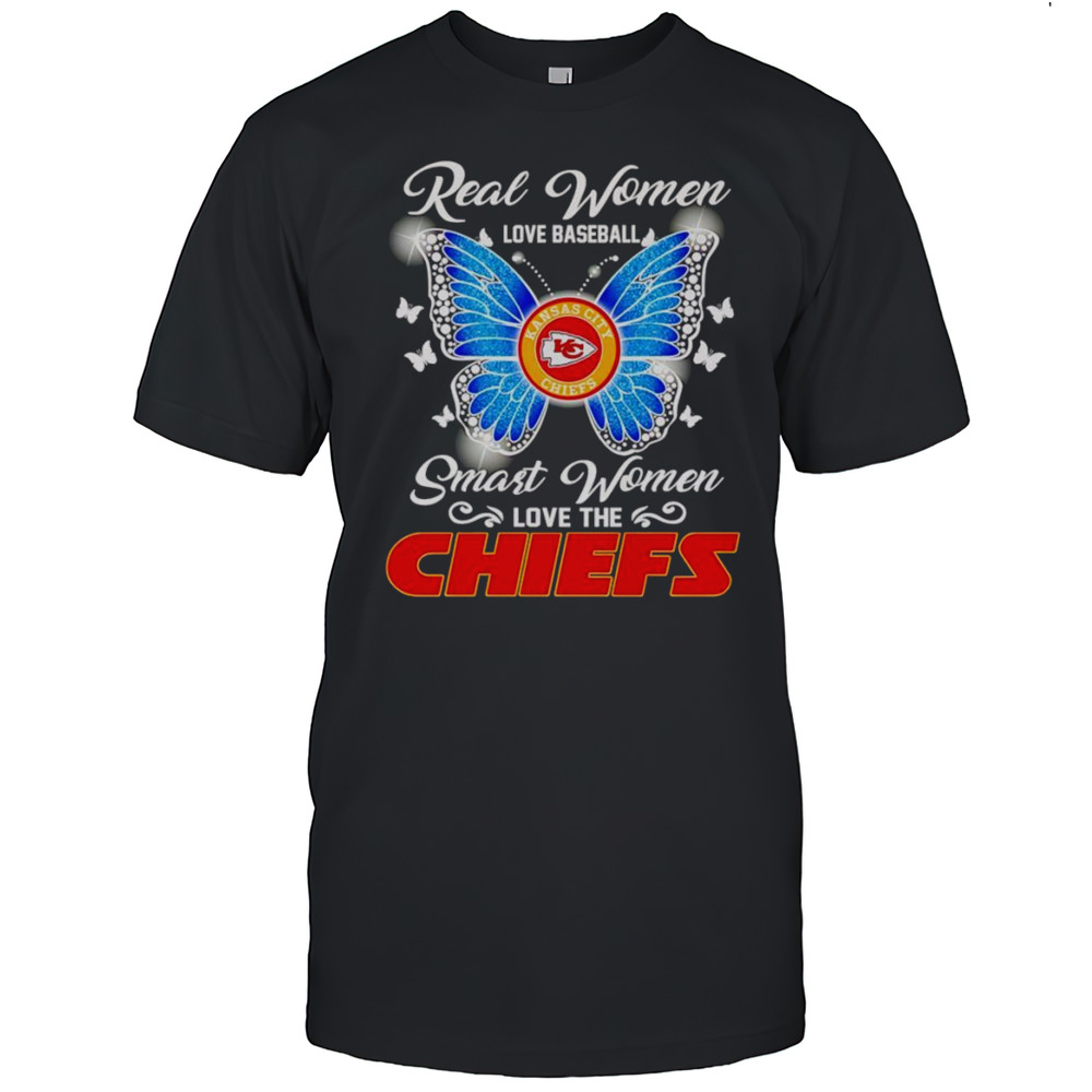 Real Women Love Baseball Smart Women Love The Kansas City Chiefs Butterfly Shirt
