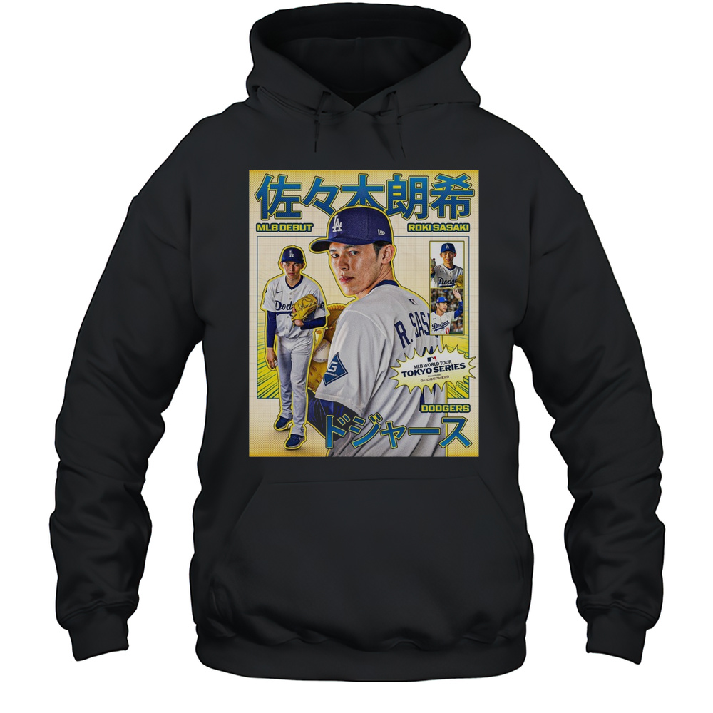 Roki Sasaki Los Angeles Dodgers 2025 MLB Debut World Tour Tokyo Series Poster T-shirt Unisex Hoodie