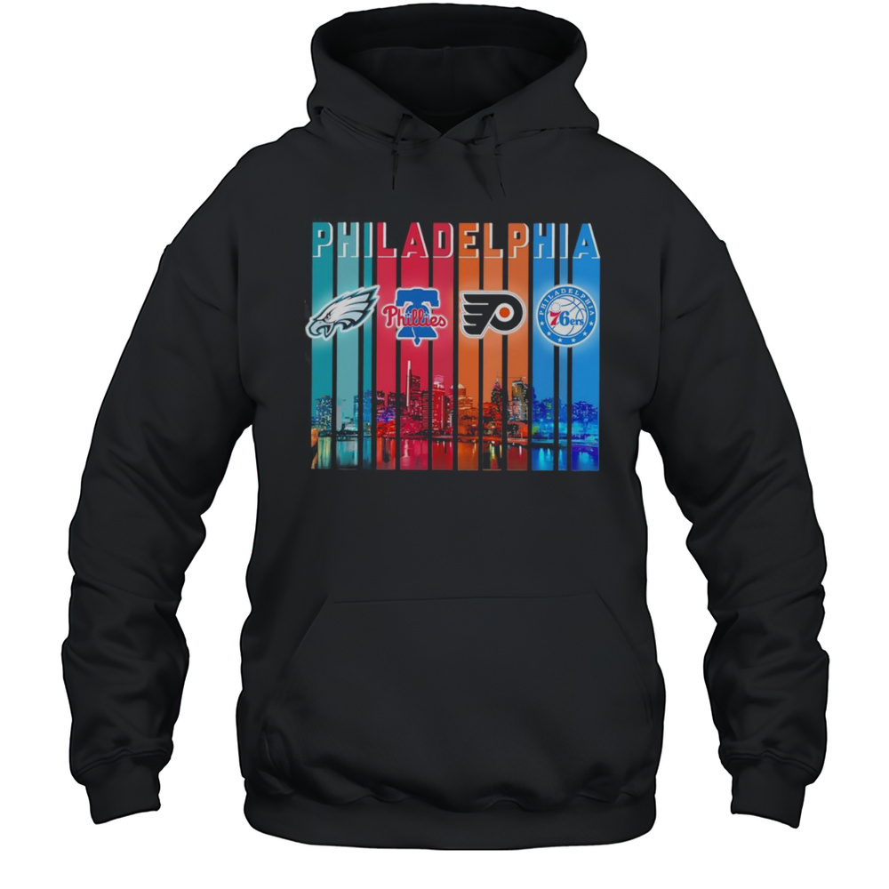 Skyline Philadelphia Sports Eagles Phillies Flyers 76ers Logo Shirt Unisex Hoodie