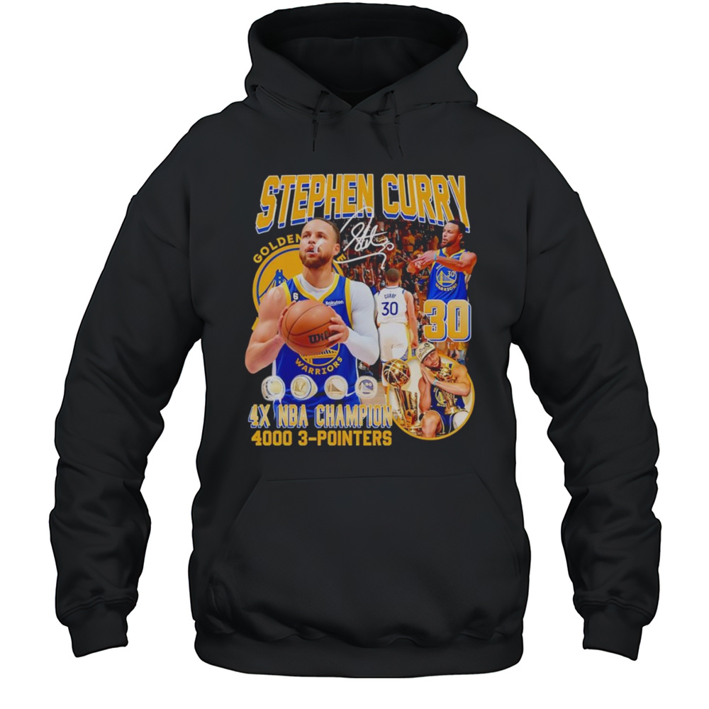Stephen Curry 4x NBA Champion 4000 3-pointers Signature Shirt Unisex Hoodie