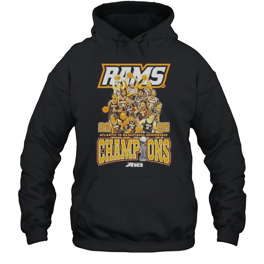 VCU Rams Mens Basketball 2025 Atlantic 10 Champions Vintage Graphic Shirt Unisex Hoodie