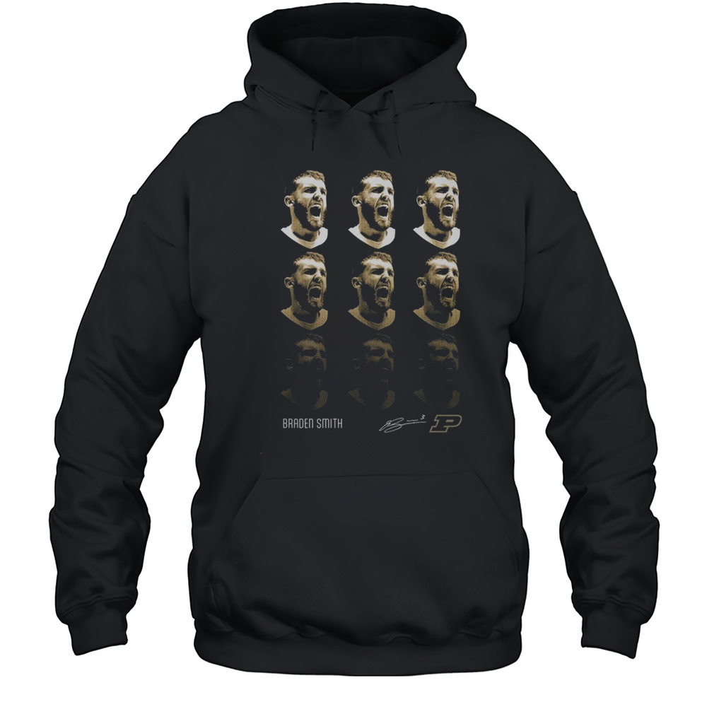 Braden Smith Patterned Head Purdue Boilermakers Big Ten Conference 2025 Signature T-shirt Unisex Hoodie