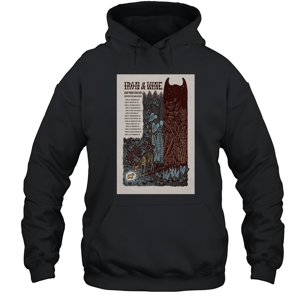 Iron  Wine Light Verse Tour 2025 Support By Jobi Riccio April 8 Columbus Oh April 9 Knoxville Tn T-shirt Unisex Hoodie
