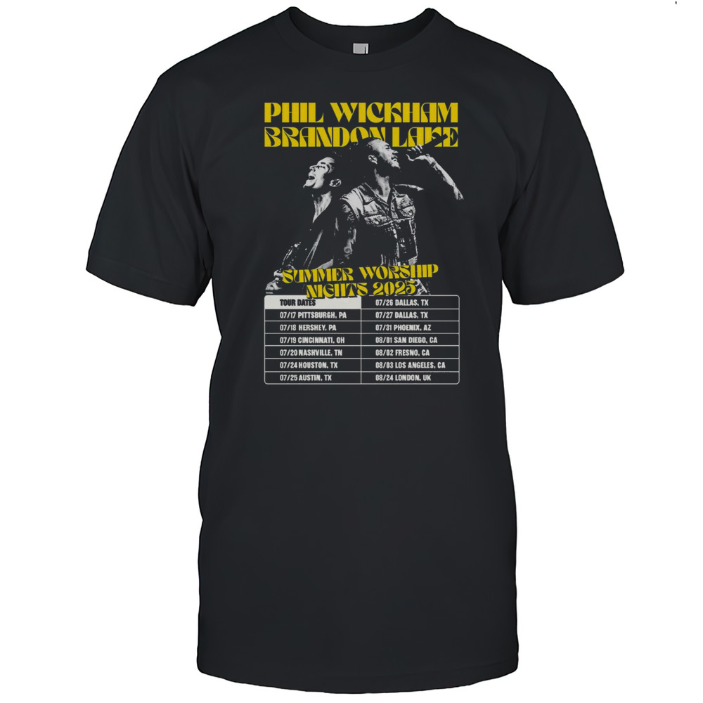 Phil Wickham Brandon Lake Summer Worship Night 2025 Tour Dates Shirt