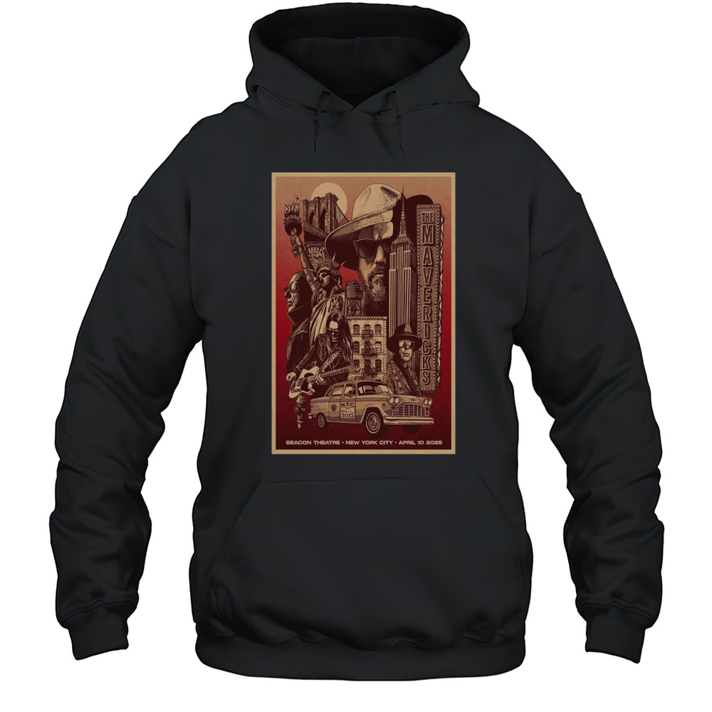 The Mavericks April 10 2025 Beacon Theatre New York NY Tour T-shirt Unisex Hoodie