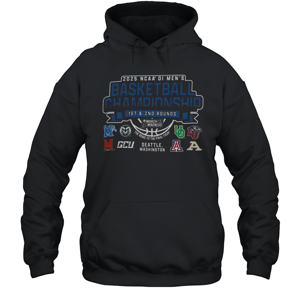 2025 NCAA DI Mens Basketball Championship 1st  2nd Rounds The Road The Final Four Seattle Washington Shirt Unisex Hoodie