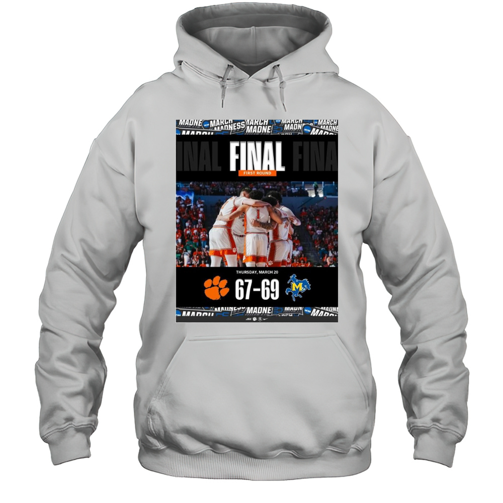 Clemson Tigers Vs McNeese State Cowboys Final First Round 67  69 Thursday March 20 2025 T-shirt Unisex Hoodie