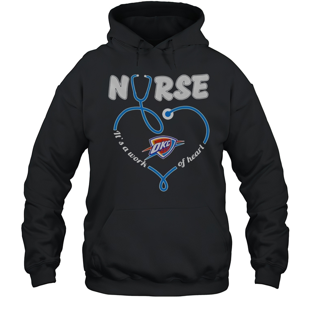 Official Oklahoma City Thunder Stethoscope Nurse Its A Work Of Heart T-Shirt Unisex Hoodie