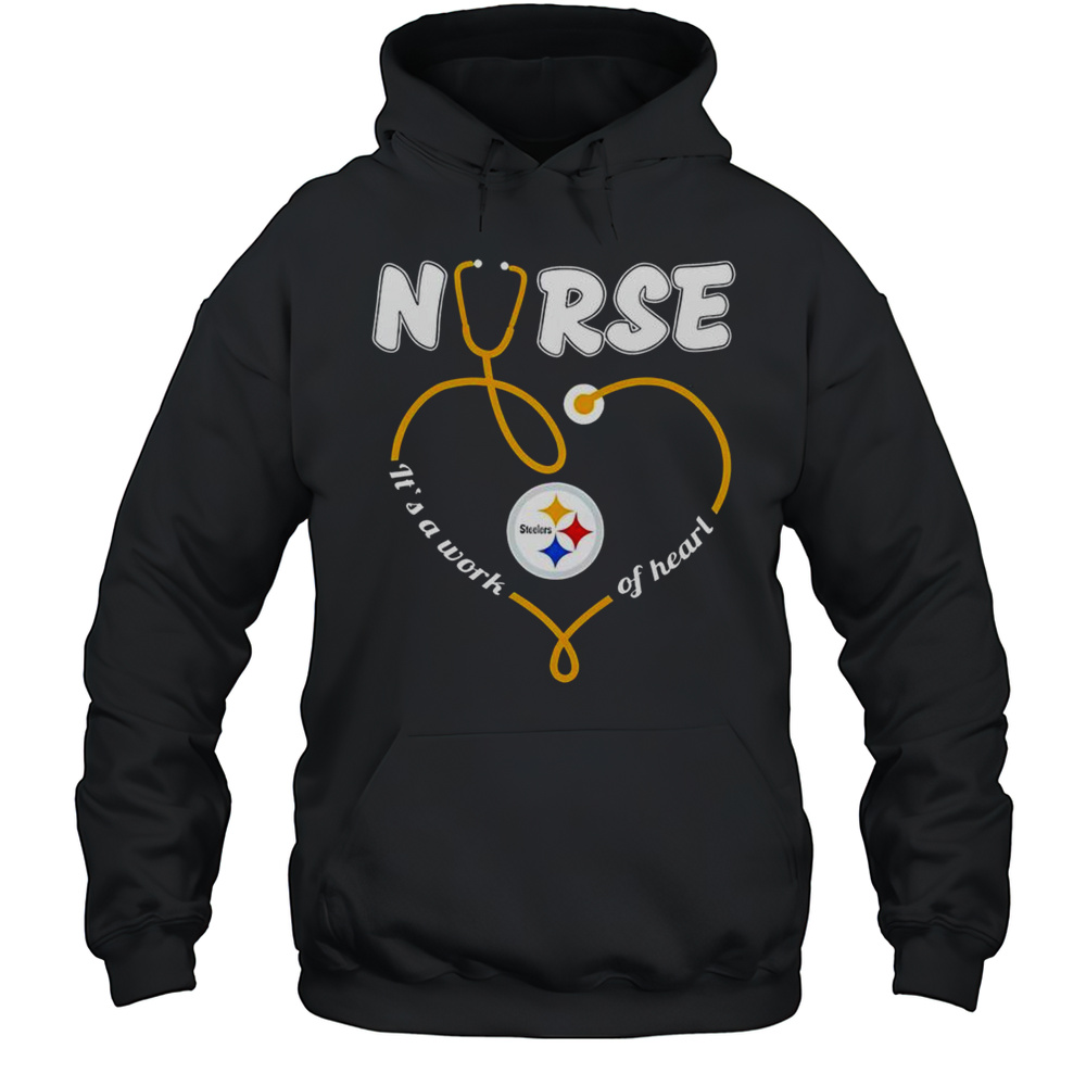 Official Pittsburgh Steelers Stethoscope Nurse Its A Work Of Heart T-Shirt Unisex Hoodie