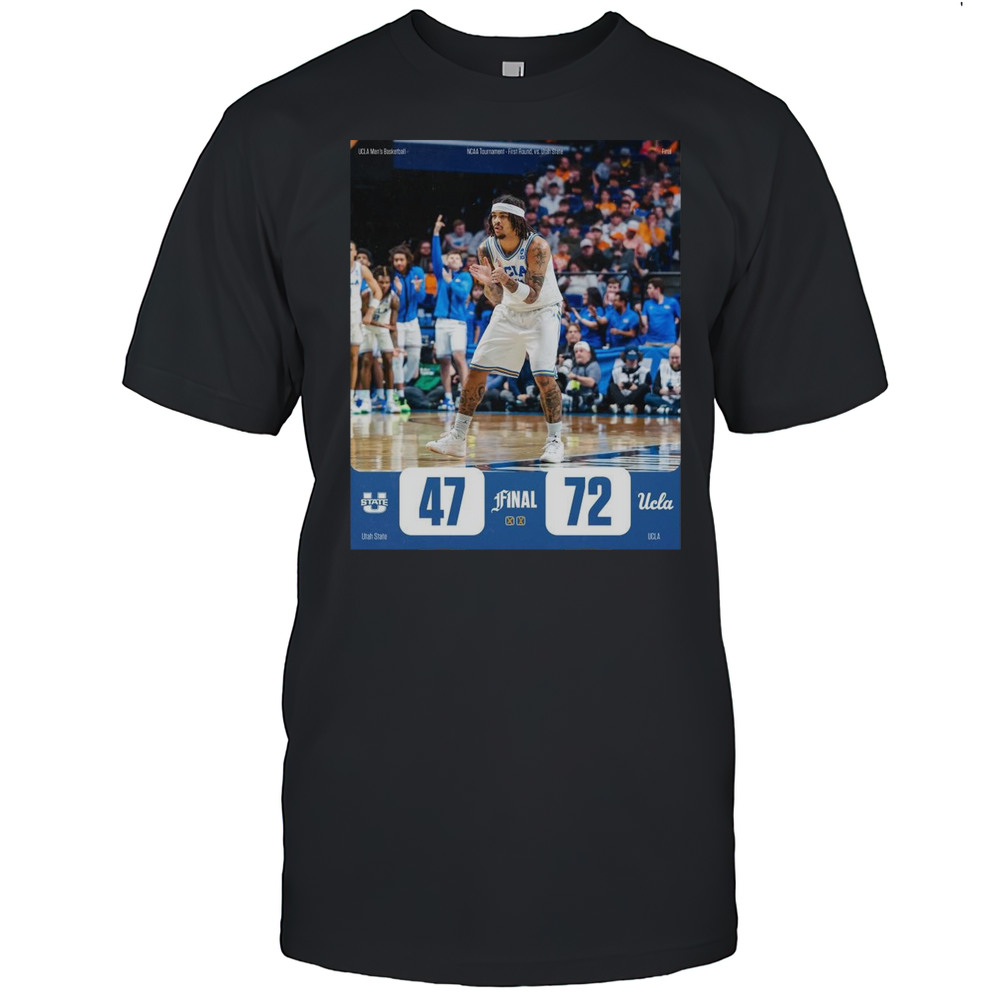 Poster Utah State Aggies Vs UCLA Bruins Mens Basketball Final 47  72 NCAA Tournament First Round T-shirt