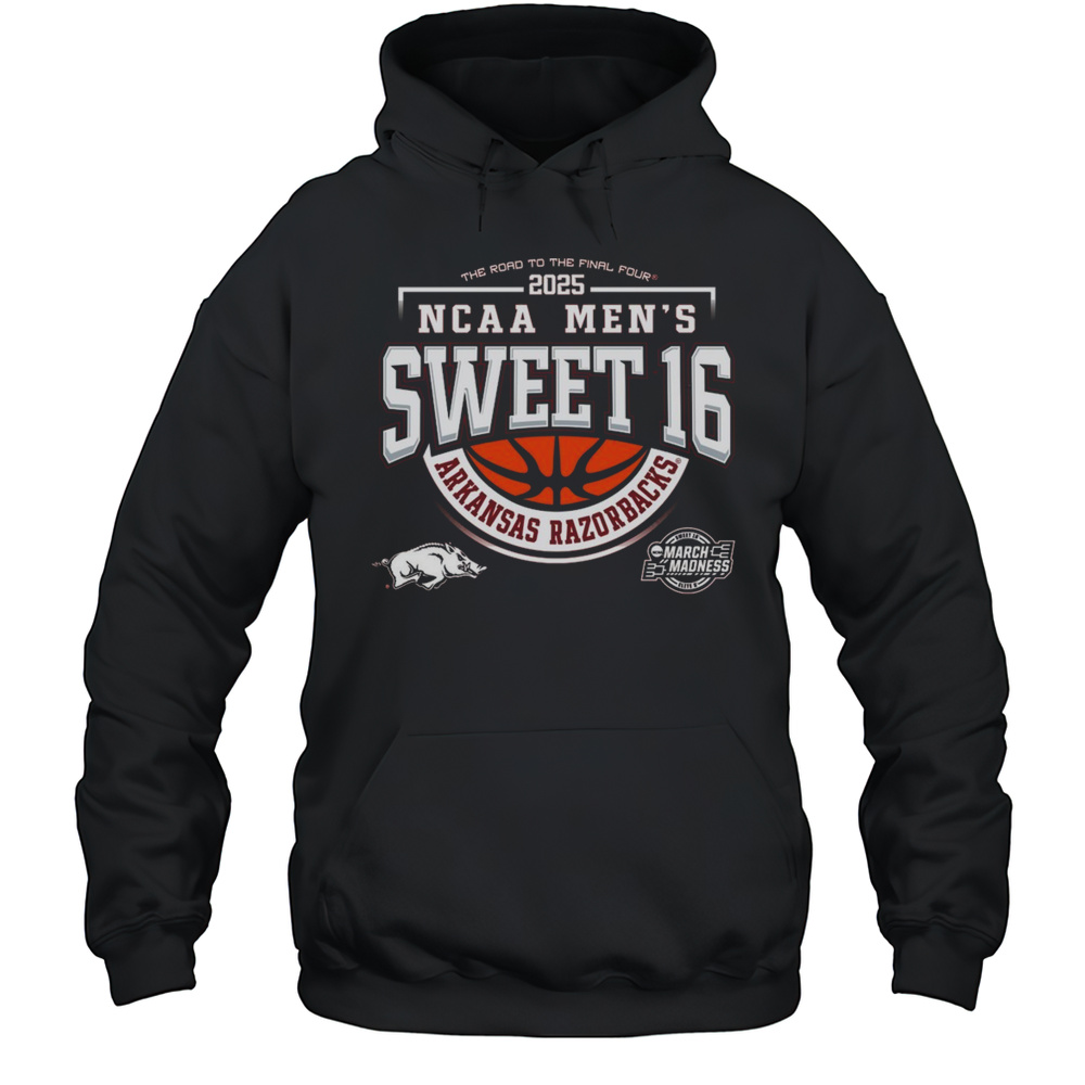 Arkansas Razorback Basketball The Road To The Final Four NCAA Mens Sweet 16 March Madness 2025 Graphic T-shirt Unisex Hoodie