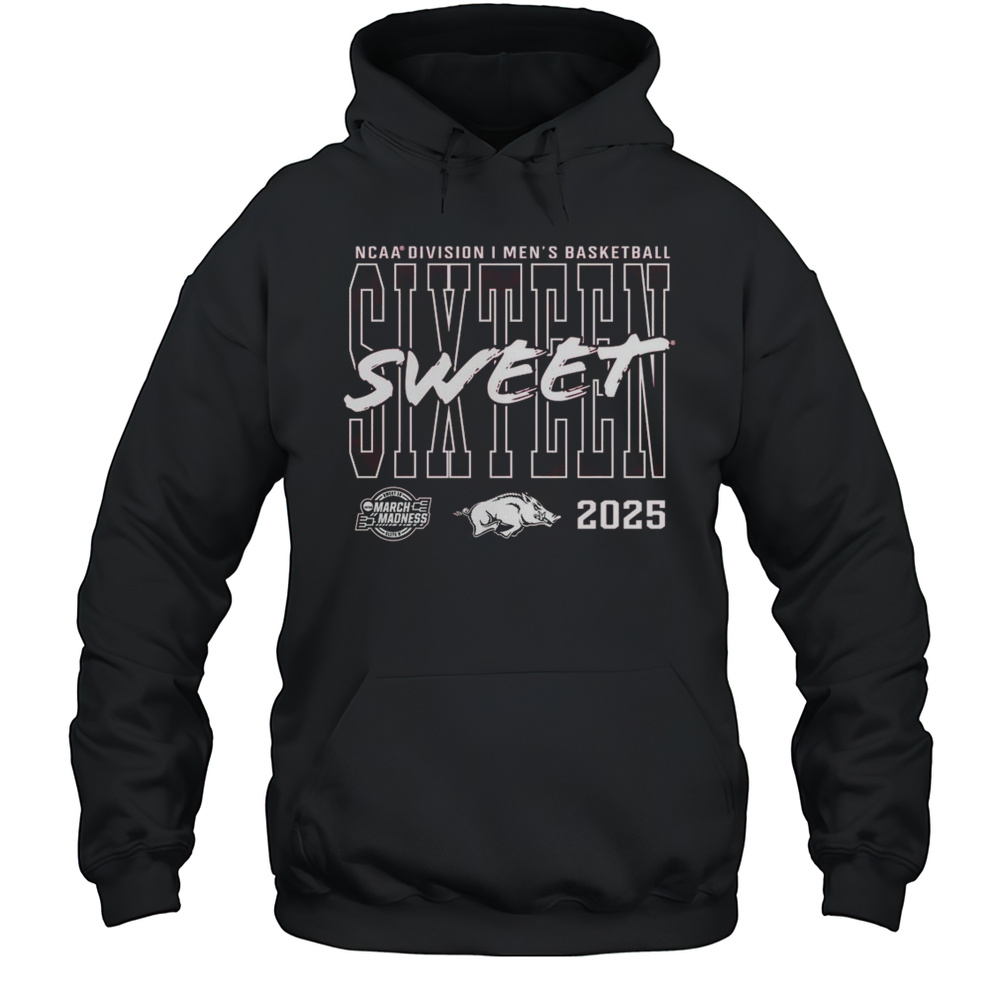 Arkansas Razorbacks 2025 NCAA Mens Basketball Tournament March Madness Sweet 16 Shirt Unisex Hoodie