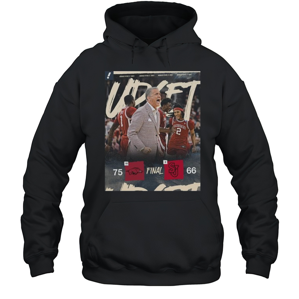 Arkansas Razorbacks Mens Basketball Win 75-66 St Johns Red Storm Final Score NCAA March Madness 2025 T-shirt Unisex Hoodie