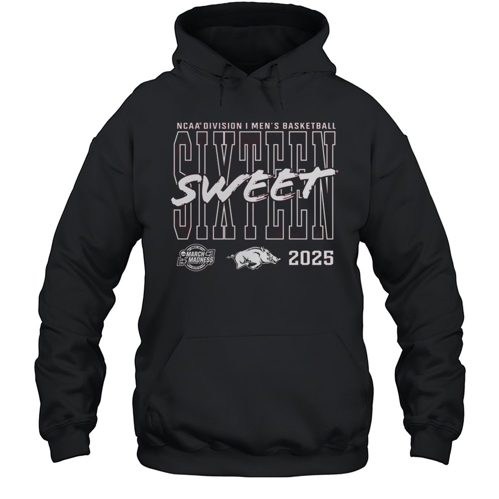 Arkansas Razorbacks NCAA Division I Mens Basketball Tournament March Madness Sweet Sixteen 2025 T-shirt Unisex Hoodie