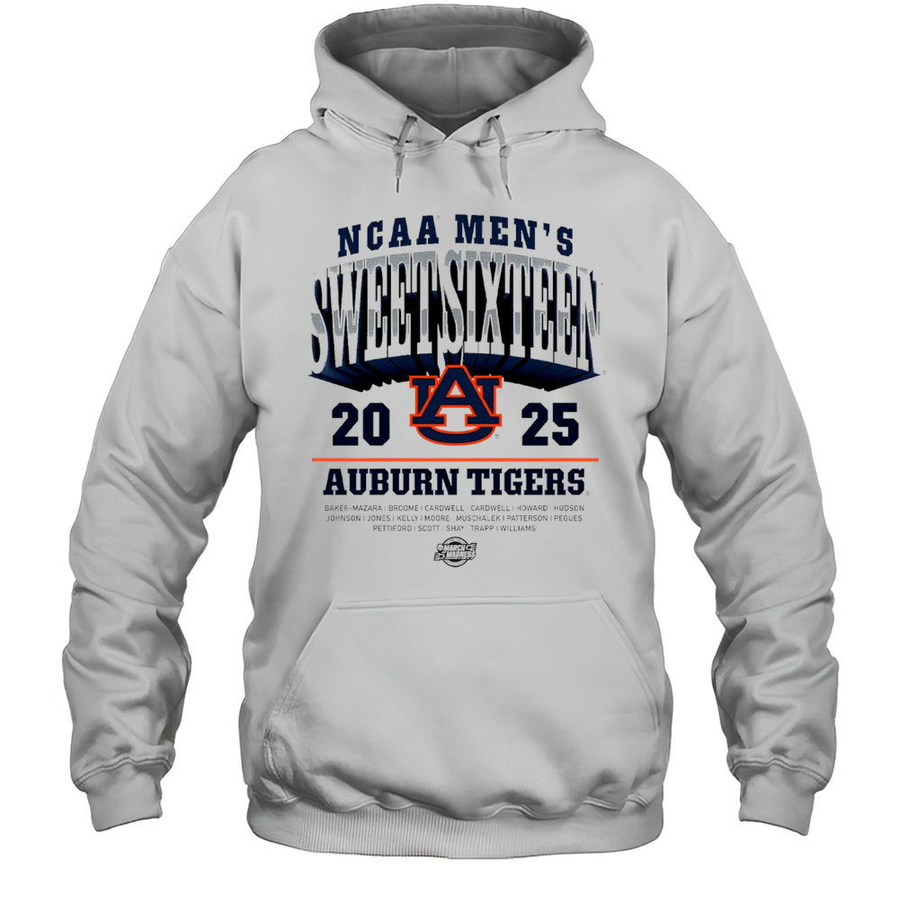 Auburn Tigers 2025 NCAA Mens Basketball Sweet Sixteen March Madness Baker-Mazara Broome Cardwell Logos T-shirt Unisex Hoodie