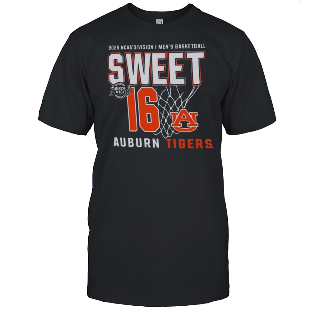 Auburn Tigers NCAA Division I Mens Basketball MBB Sweet 16 March Madness Graphic 2025 Logos T-shirt Auburn Tigers NCAA Division I Mens Basketball MBB Sweet 16 March Madness Graphic 2025 Logos T-shirt