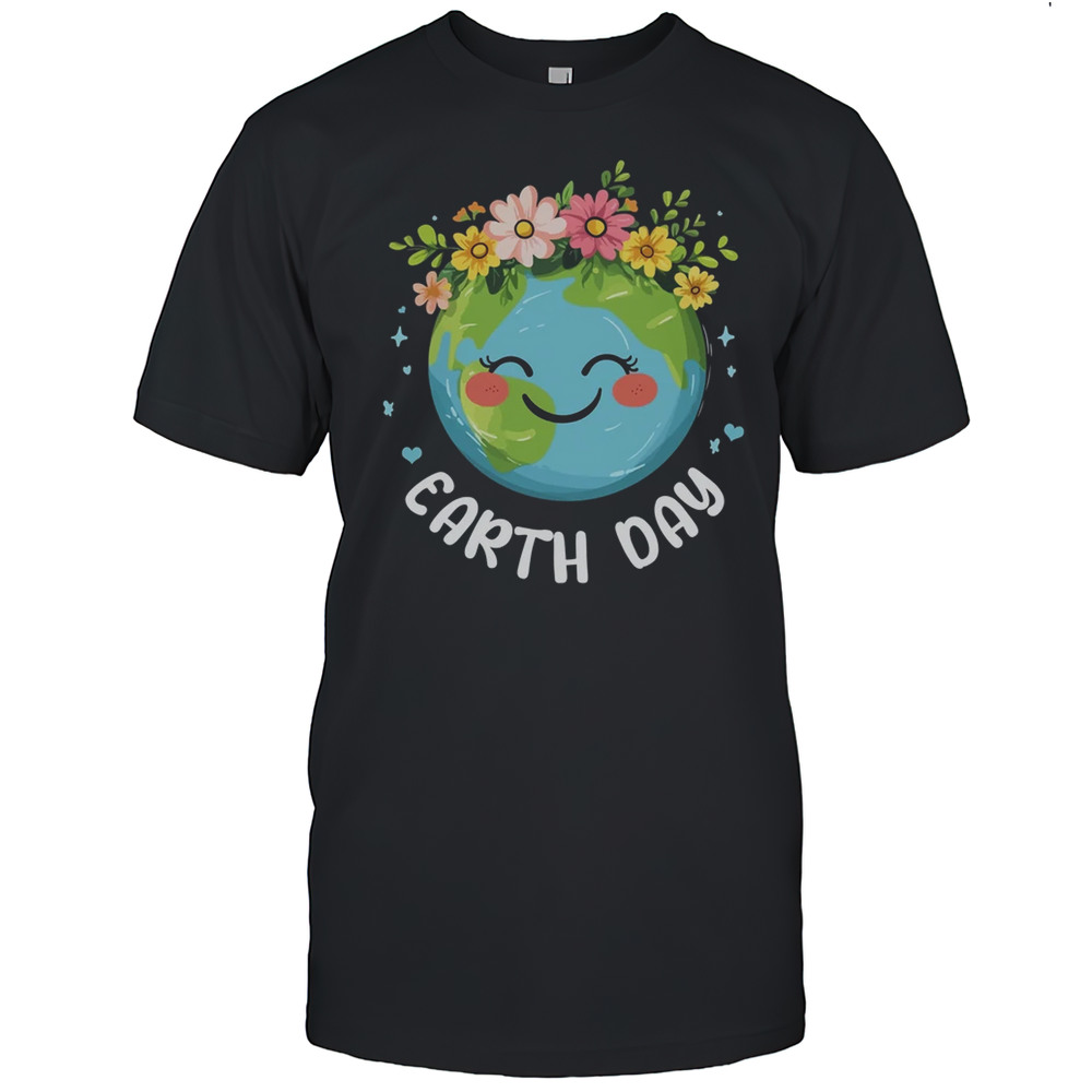 Cute Earth With Floral Happy Earth Day 2025 Youth Shirt