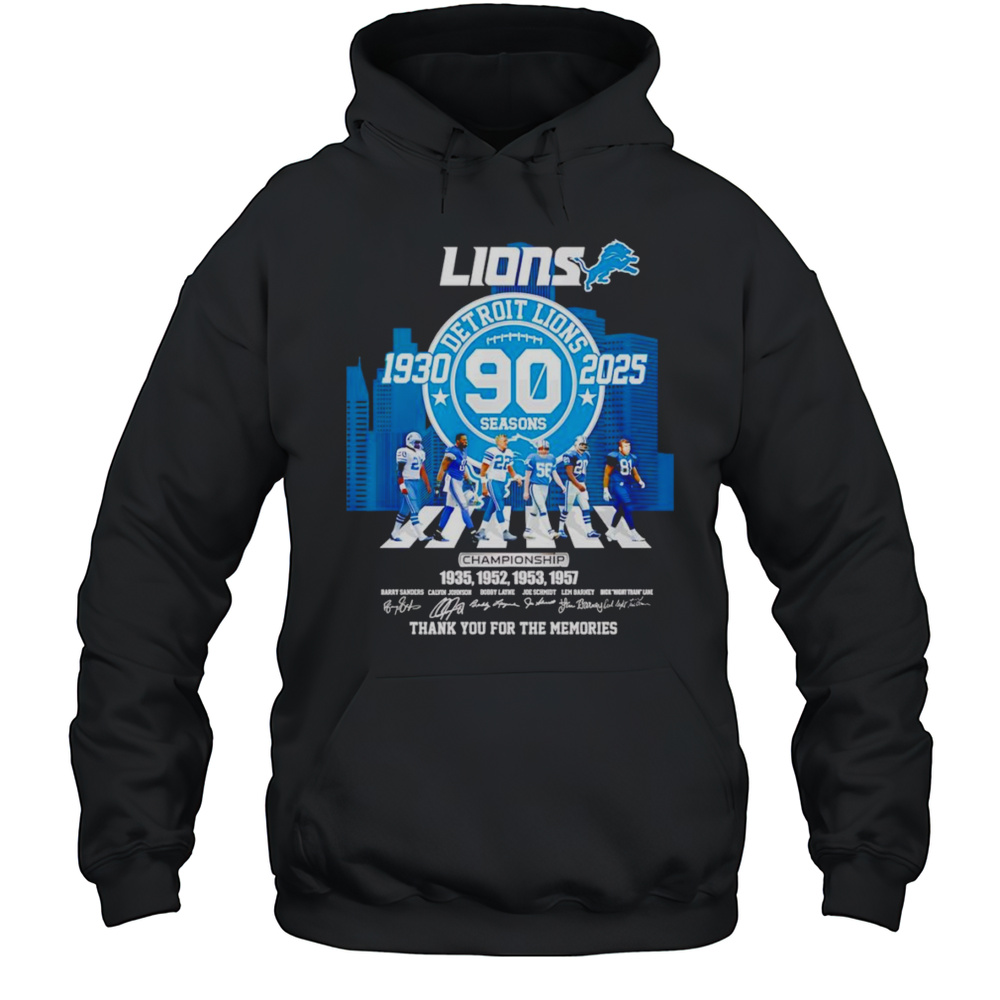 Detroit Lions 90 Seasons 1930 2025 Abbey Road Thank You For The Memories Shirt Unisex Hoodie