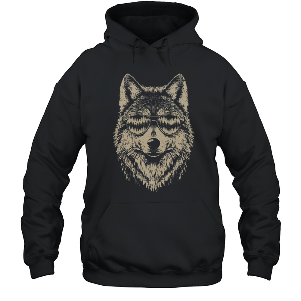 Funny Wolf Cool Rock And Roll Graphic Sunglasses Shirt Unisex Hoodie