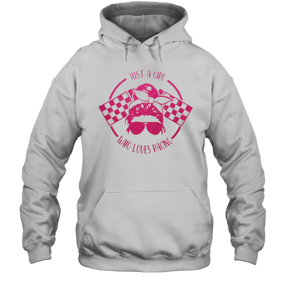 Good Just A Girl Who Loves Racing Race Day Checkered Flags T-Shirt Unisex Hoodie