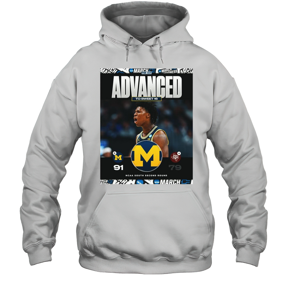 Michigan Wolverines Vs Texas AM Aggies Final Score 91  79 Advanced To Sweet 16 NCAA South Second Round FOX T-shirt Unisex Hoodie