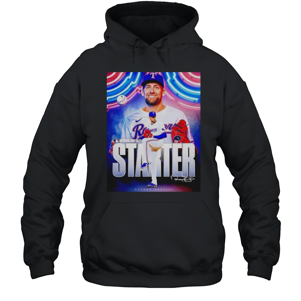 Nathan Eovaldi Texas Rangers Starter MLB Opening Day 2025 Signature Shirt Unisex Hoodie