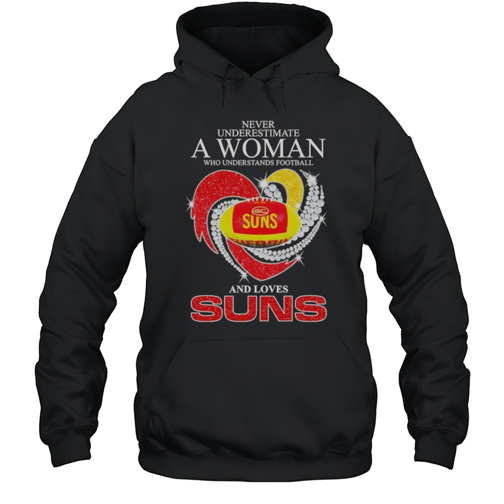Never Underestimate A Woman Who Understands Football And Loves Suns Diamond Shirt Unisex Hoodie