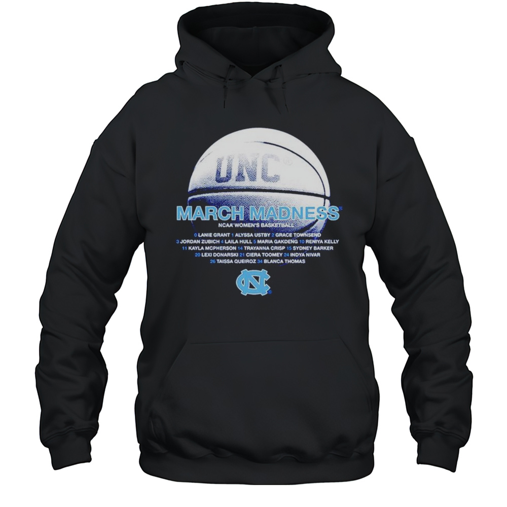 North Carolina Tar Heels 2025 March Madness NCAA Womens Basketball Name Team Shirt Unisex Hoodie