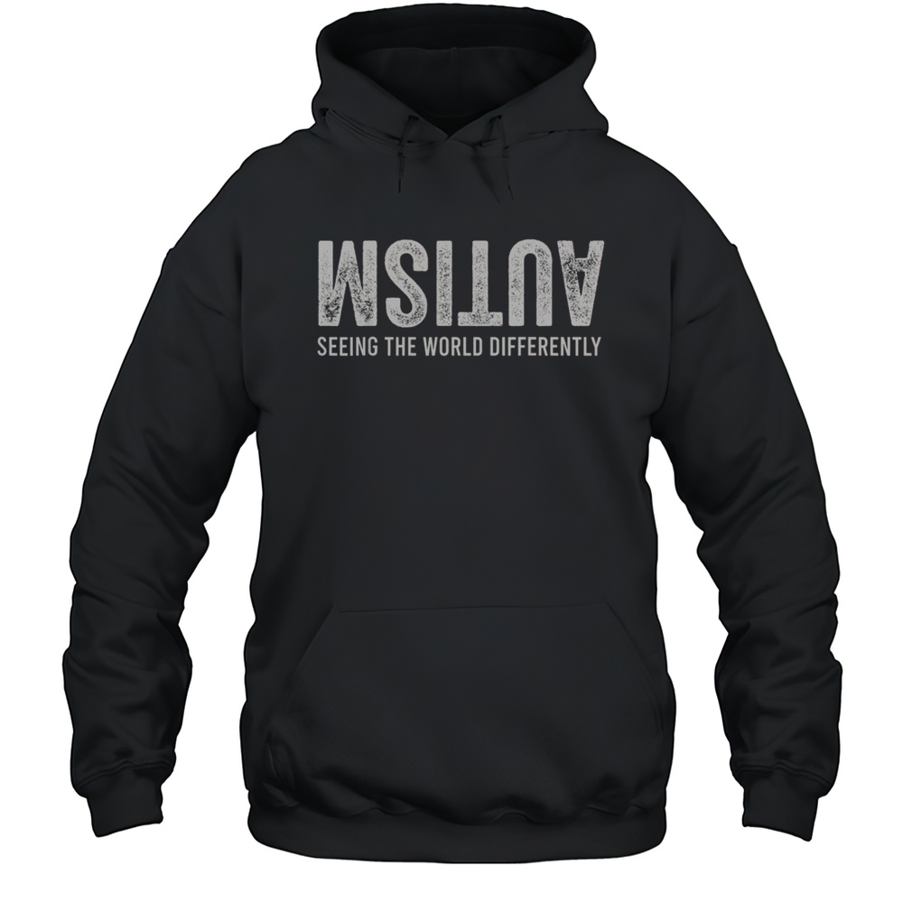 Official Seeing The World Differently Autism Awareness Flipped T-Shirt Unisex Hoodie