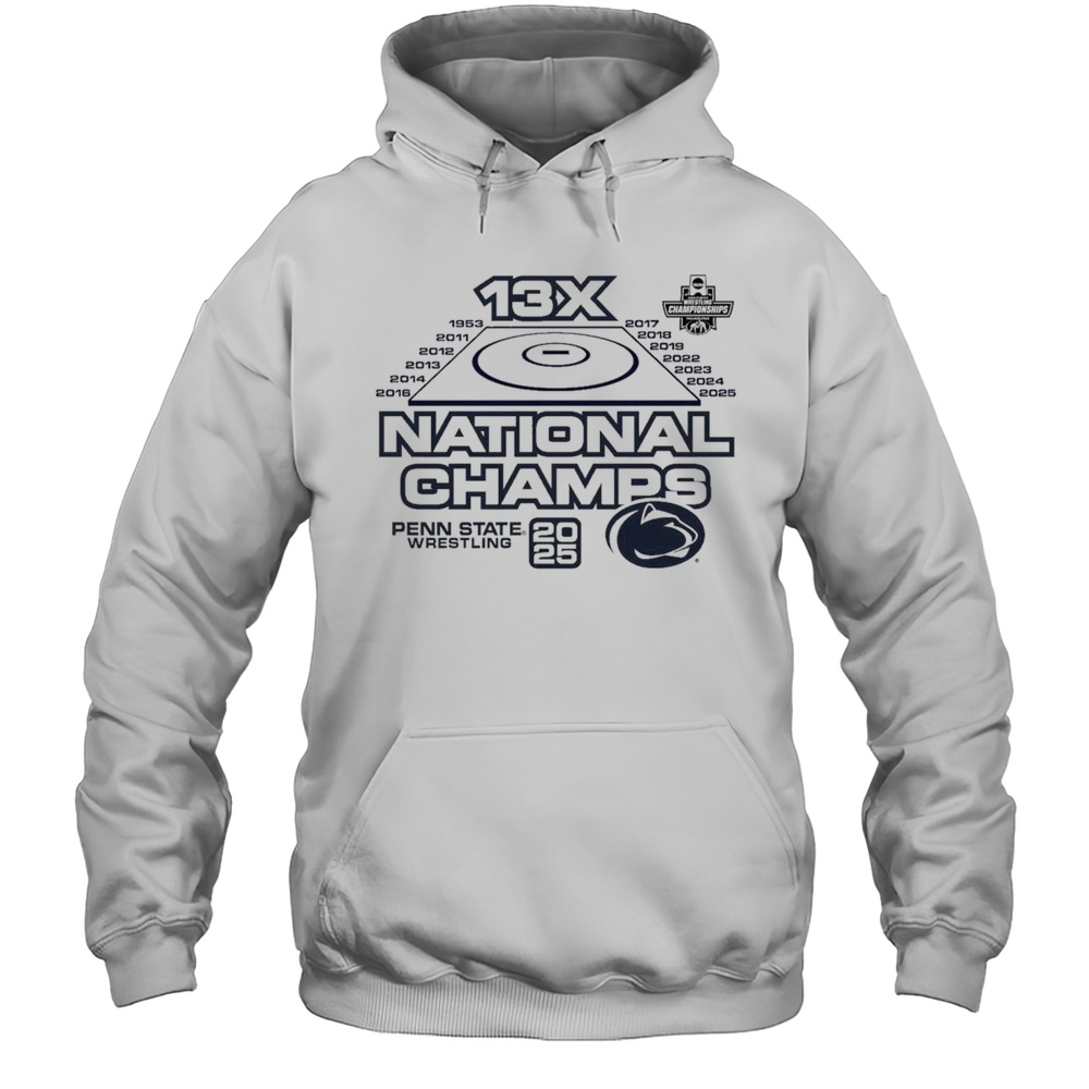 Penn State 2025 13X National Wrestling Champs Dynasty Shirt Unisex Hoodie