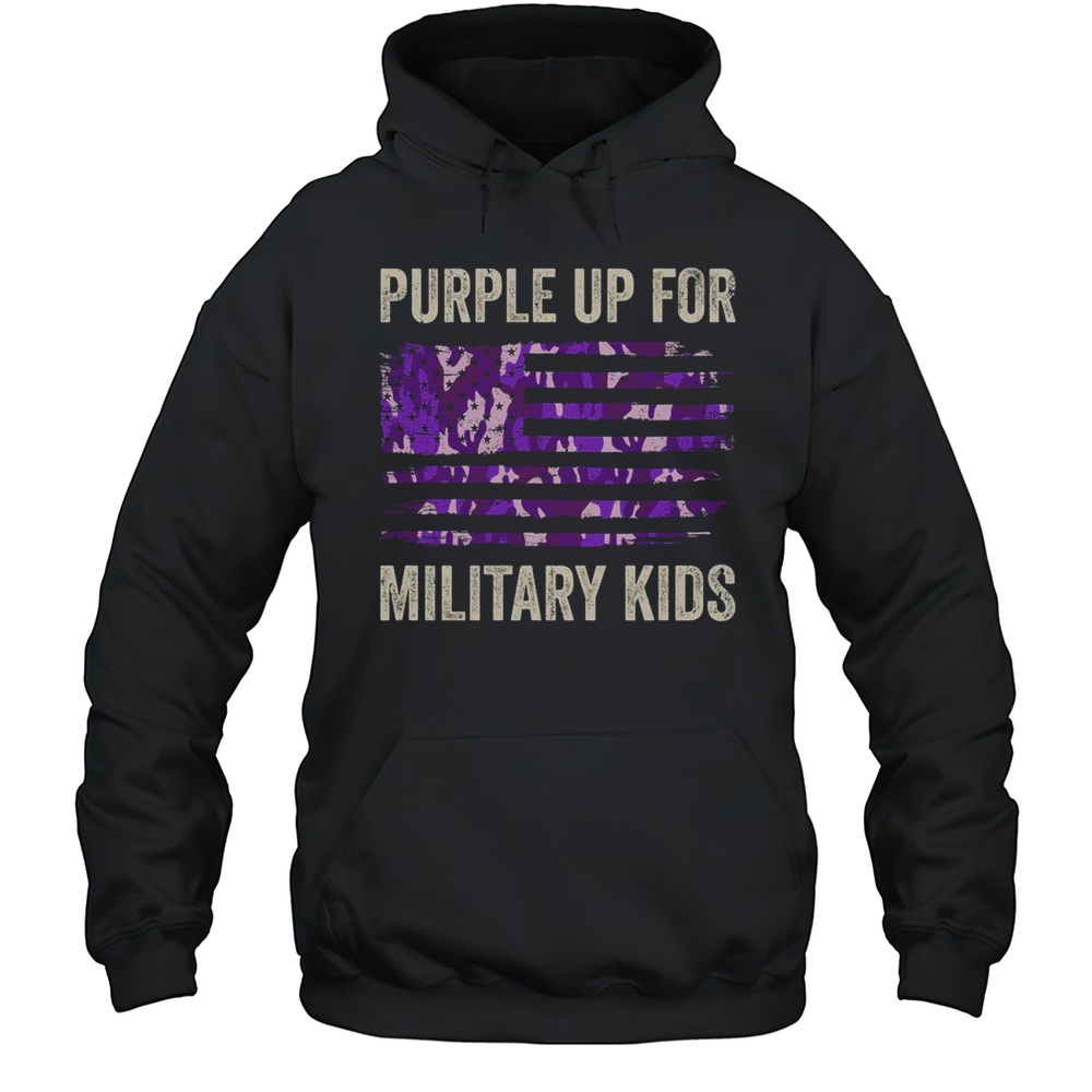 Purple Up For Military Kids Military Child Month USA Flag Shirt Unisex Hoodie