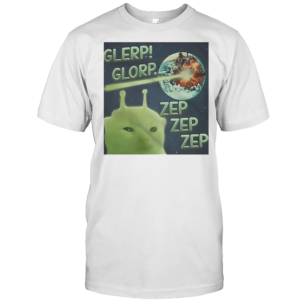 Alien Cat Glerp Glorp Funny Shirt