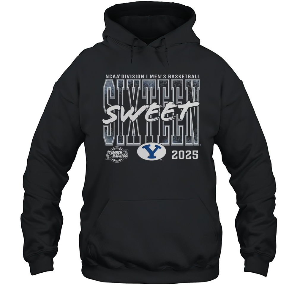 BYU Cougars 2025 NCAA Division I Mens Basketball Tournament March Madness Sweet Sixteen Logos T-shirt Unisex Hoodie