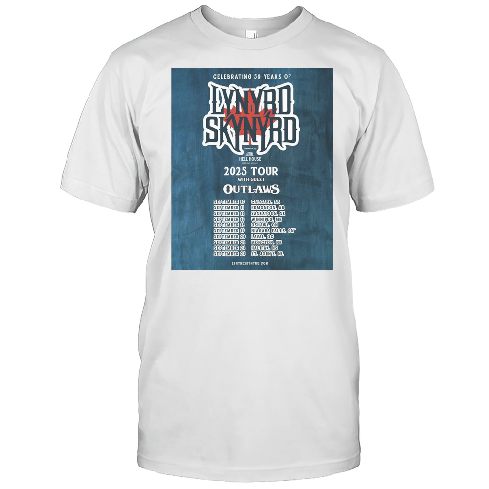 Celebrating 50 Years Of Lynyrd Skynyrd 2025 Tour With Guest Outlaws September 2025 Poster T-shirt